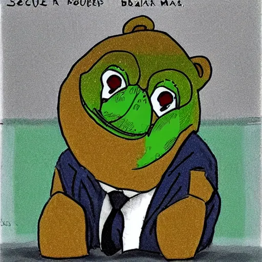 Prompt: sad pepe in a bear market