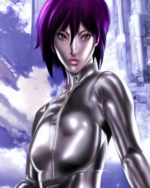 Image similar to motoko kusanagi by masamune shirow, hyperrealism, 4 k, hyper detailed