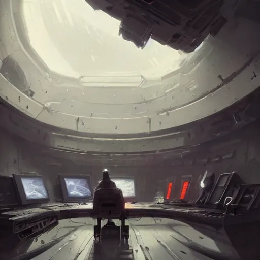 Image similar to concept art by greg rutkowski, the ship's control room, brutalist futuristic interior, dark lighting atmosphere, detailed portraits, nostalgic atmosphere, scifi, digital painting, artstation, concept art, smooth, sharp foccus ilustration, artstation hq