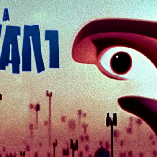 Image similar to a cinematic film still from a 2001 Pixar horror movie about an evil Billionaire that creates a virus to control the population, in the style of Pixar, shallow depth of focus