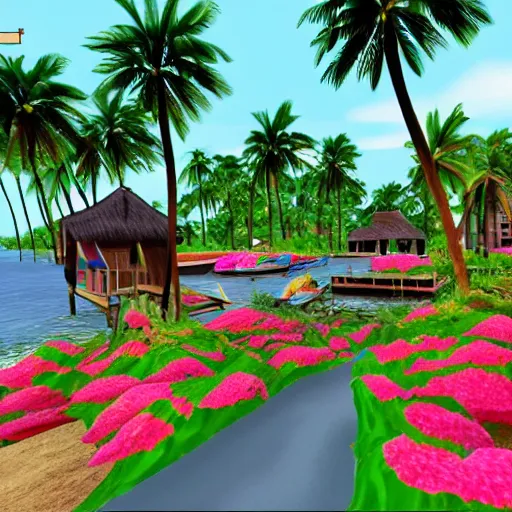 Image similar to a Thai island in the style of GTA vice city