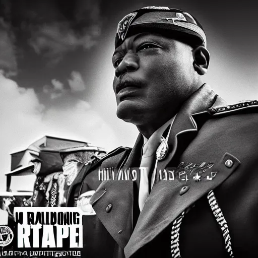 Prompt: general armstrong in a rap album cover, highly detailed portrait photography, epic, cinematic