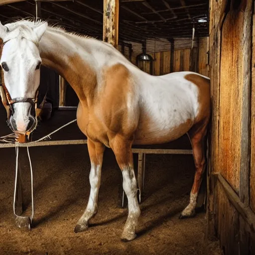 Prompt: horses in the stable