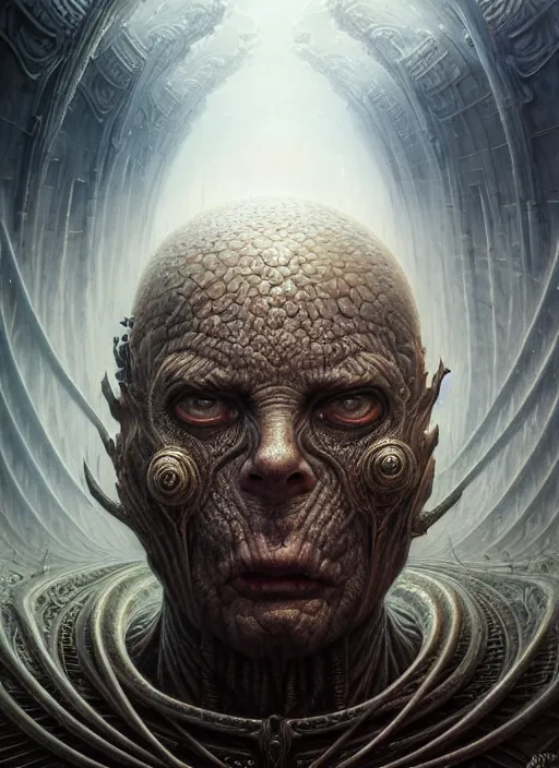 Image similar to closeup portrait shot of a ancient evil in a scenic dystopian environment, intricate, elegant, highly detailed, centered, digital painting, artstation, concept art, smooth, sharp focus, illustration, artgerm, tomasz alen kopera, peter mohrbacher, donato giancola, joseph christian leyendecker, wlop, boris vallejo