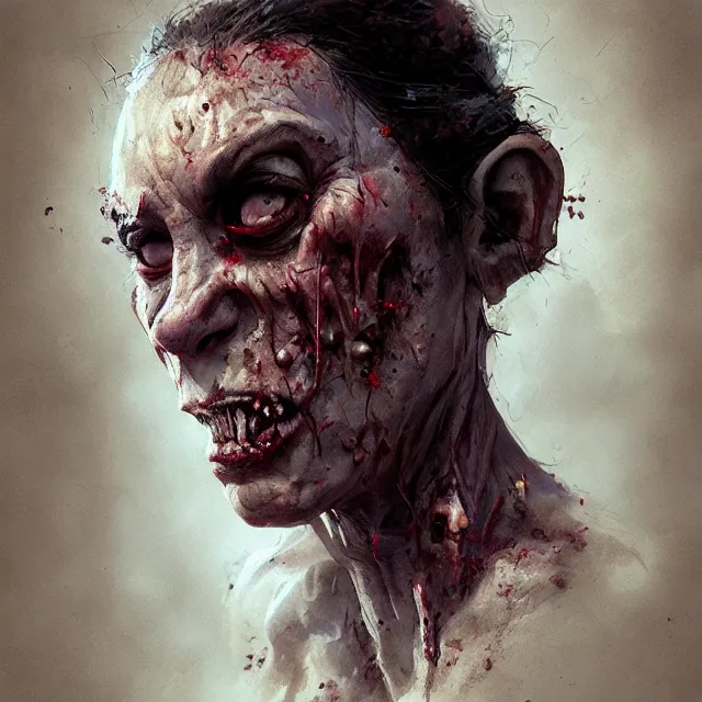 Prompt: hyper realistic photo portrait fat zombie cinematic, greg rutkowski, james gurney, mignola, craig mullins, brom redshift, vray, octane