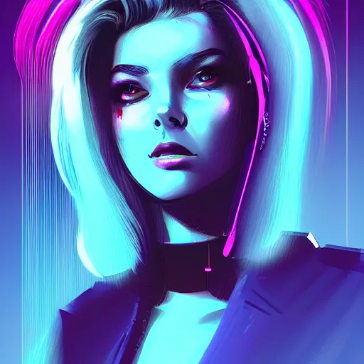 Image similar to woman, synthwave, retrowave, digital art, artstation