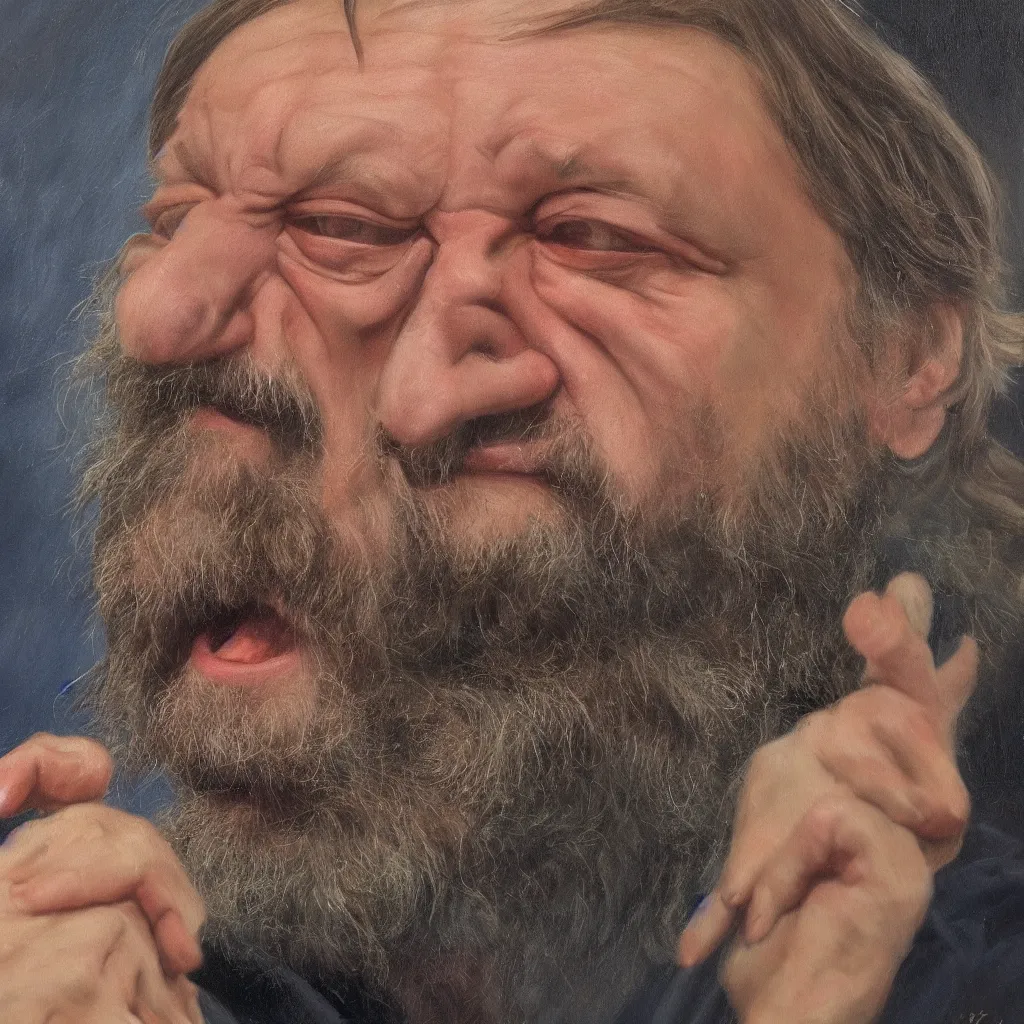 Prompt: an oil painting of slavoj zizek