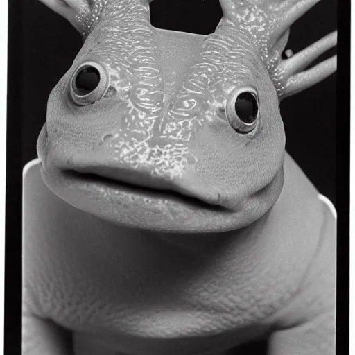 Image similar to 1 9 8 0 s yearbook photo of an axolotl, studio photography