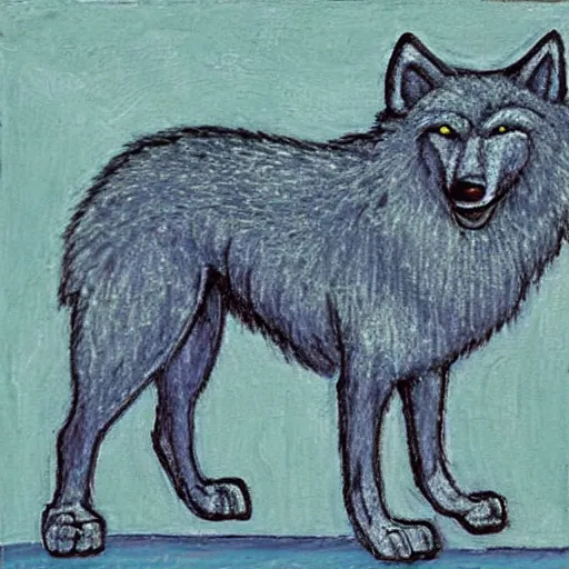 Image similar to retarded wolf, expressionism