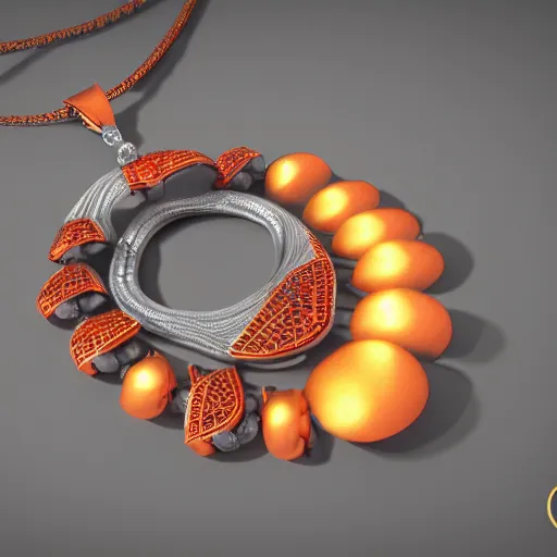 Prompt: jewelry design, sakura onyx necklace, render by blender and octane, diffuse light, trending on artstation, cinematic