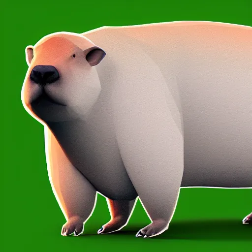 Prompt: low polygon render of a capybara on a white backround, isometric 3 d, ultra hd