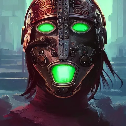 Image similar to cyberpunk viking helmet mask warrior goddess robot ninja fantasy, art gta 5 cover, official fanart behance hd artstation by jesper ejsing, by rhads, makoto shinkai and lois van baarle, ilya kuvshinov, ossdraws