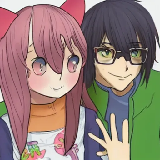Prompt: a teenage girl and a teenage boy and a cat, in the Netherlands, Anime Outro