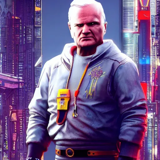 Image similar to john paul ii in cyberpunk 2 0 7 7, official art