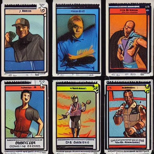 Prompt: trading cards by frank freazetta