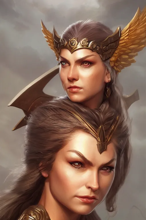 Image similar to amazon valkyrie athena, d & d, fantasy, portrait, highly detailed, headshot, digital painting, trending on artstation, concept art, sharp focus, illustration, art by artgerm and greg rutkowski and magali villeneuve