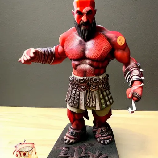 Image similar to Cute sculpture of full body Kratos,