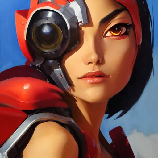 Prompt: greg manchess portrait painting of battle angel alita as overwatch character, medium shot, asymmetrical, profile picture, organic painting, sunny day, matte painting, bold shapes, hard edges, street art, trending on artstation, by huang guangjian and gil elvgren and sachin teng