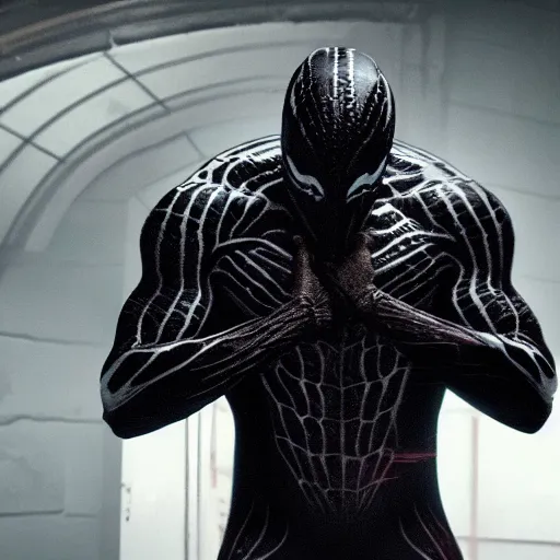 Image similar to 4k still of Jared Leto as Eddie brock in Venom (2018), symbiote