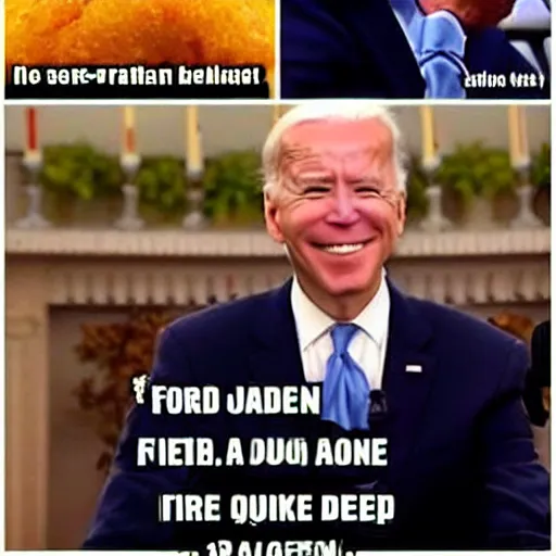 Prompt: deep - fried meme featuring joe biden
