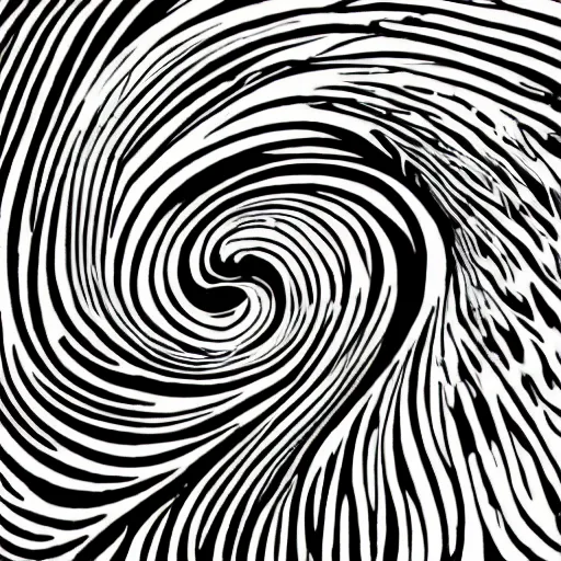 Image similar to mysterious time traveler, painted in black and white, swirls