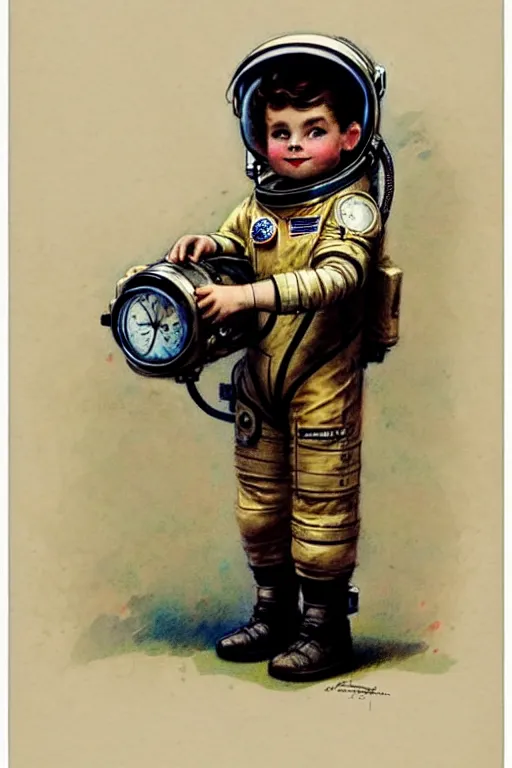 Image similar to (((((1950s child astronaut steampunk explorer . muted colors.))))) by Jean-Baptiste Monge !!!!!!!!!!!!!!!!!!!!!!!!!!!