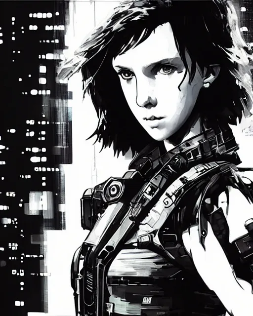 Image similar to photo of cyberpunk millie bobby brown by yoji shinkawa