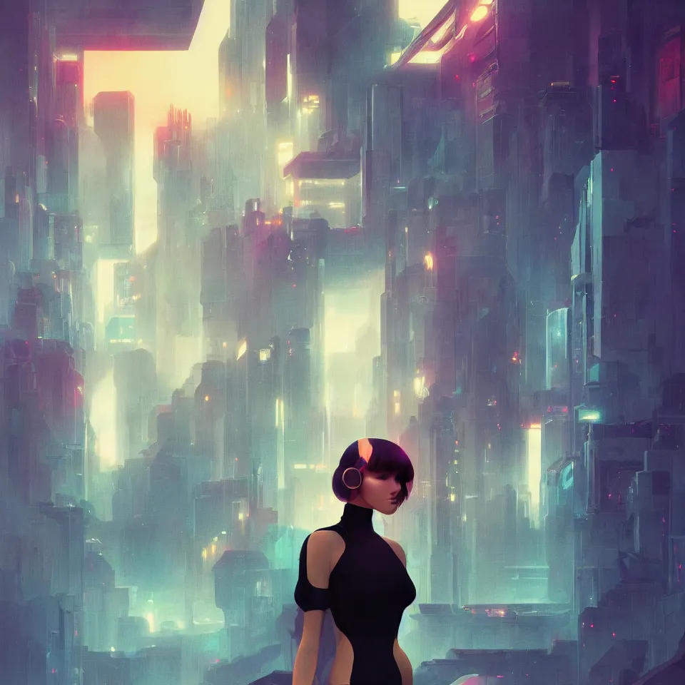 Image similar to portrait beautiful sci - fi girl, blade runner 2 0 4 9, futuristic desert city metropolis, digital art, pop art by hsiao - ron cheng