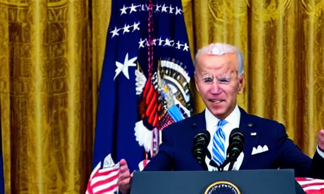 Image similar to joe biden giving an underwater press conference