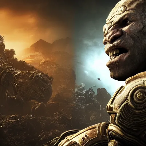 Image similar to dagoth ur in gears of war, splash art, movie still, detailed face, photorealistic facial features, cinematic lighting, dramatic, octane render, long lens, shallow depth of field, bokeh, anamorphic lens flare, 8 k, hyper detailed, 3 5 mm film grain