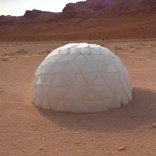 Prompt: igloo on a desert