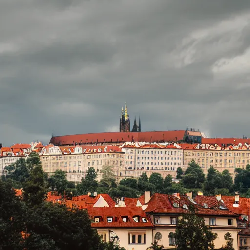 Image similar to the prague castle on fire, DSLR