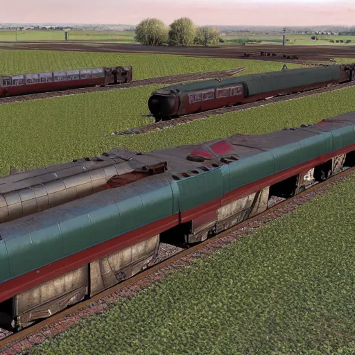 Prompt: soviet russian locomotives next to eachother, photorealistic