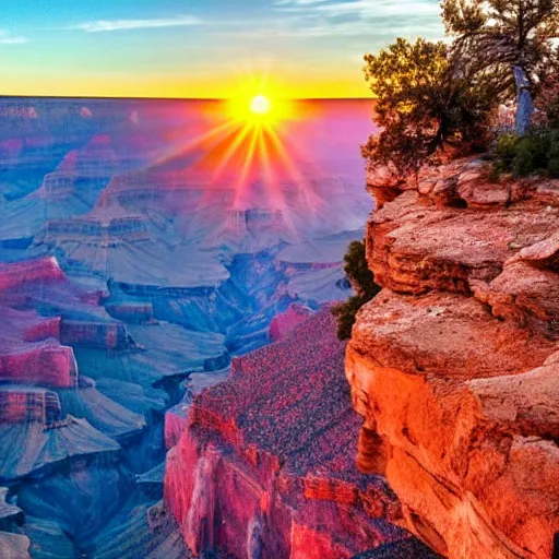 Prompt: sunset above grand canyon, beautiful landscape, high detail, instagram photo, professional dslr photo, creative composition, beautiful composition