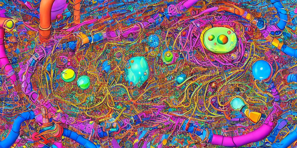 Image similar to biological valve body megastructure in the style of dr. seuss, intricate colorful masterpiece, hyper detailed, hd