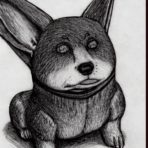 Image similar to a corgie, by kentaro Miura berserk