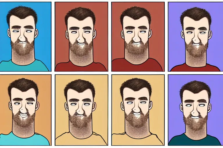 Image similar to Drawn guy, in full growth, in different styles, with different backgrounds