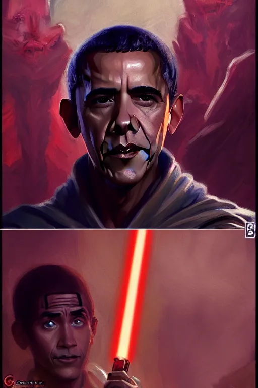 Prompt: barack obama as d & d character, smooth face, starwars, concept sheet, painting by gaston bussiere, demon slayer, akiri toriyama, dramatic lighting, anime