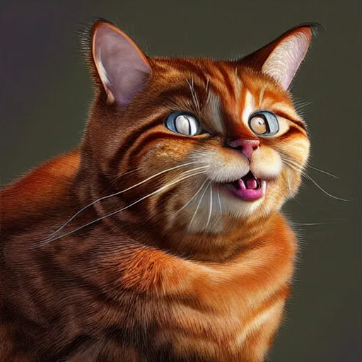 Prompt: ginger vampire cat in the museum, cuddly fur, highly detailed, sharp focus, digital painting, artwork by Victor Adame Minguez + Yuumei + Tom Lovell + Sandro Botticelli