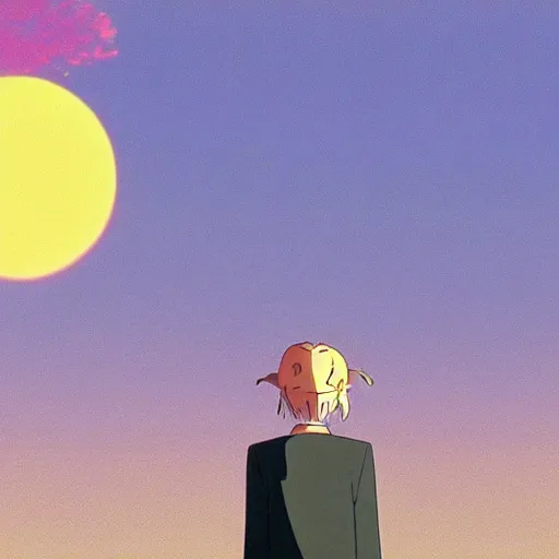 Image similar to woman watching a plane fly away in sunset, sprite, vaporwave nostalgia, directed by beat takeshi, visual novel cg, 8 0 s anime vibe, kimagure orange road, maison ikkoku, sketch by osamu tezuka, directed by makoto shinkai and beat takeshi