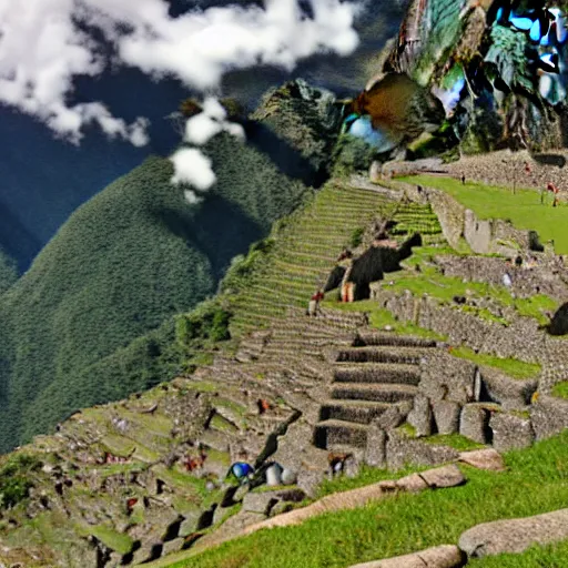 Prompt: Shrek the movie in machu picchu