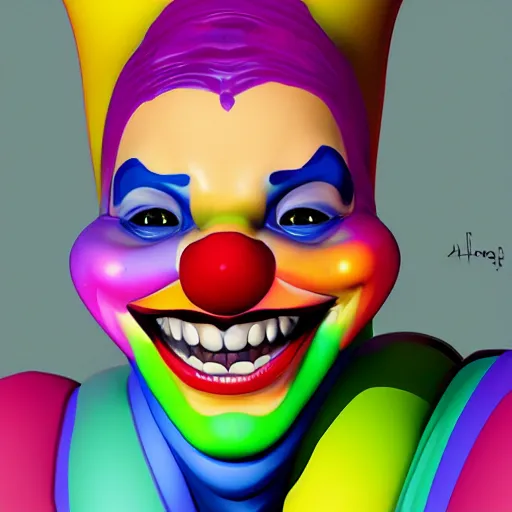 Image similar to Portrait of a colorful happy joyful funny clown, artstation, cgsociety, masterpiece