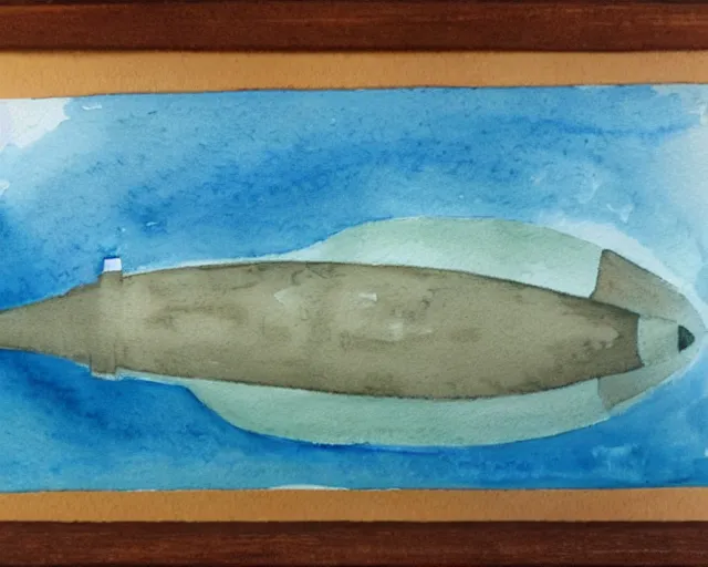 Prompt: Watercolor painting of an underwater submarine