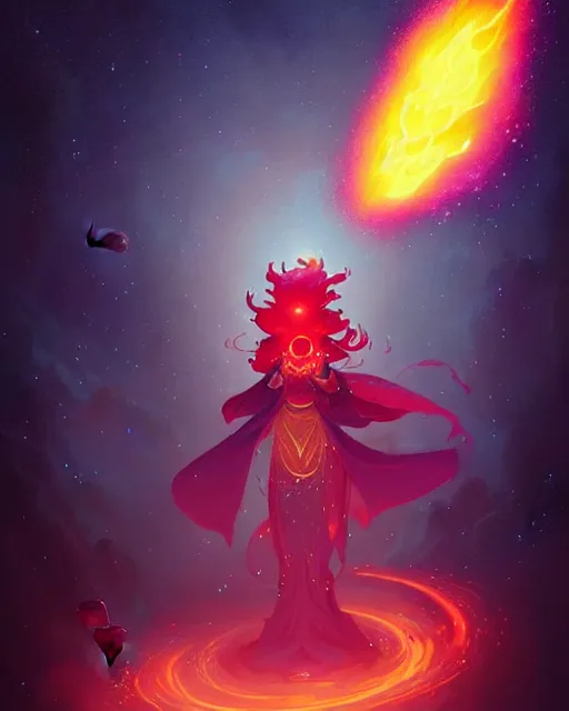 Image similar to a fiery fireball blazing with light, surrounded with spiriling sparkling rose crystals and galaxies, by peter mohrbacher, hyper light drifter, ukiyo - e trending on artstation