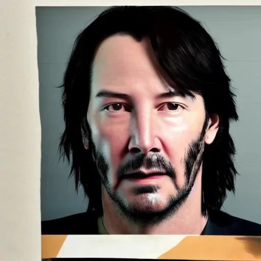 Image similar to a photo of an arrest mugshot of keanu reeves after being arrested, holding a sign with random numbers, 8 k resolution, photorealistic