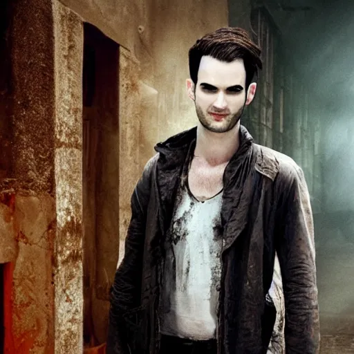 Prompt: Tom Sturridge as sandman from dc comics, 8k, ps5