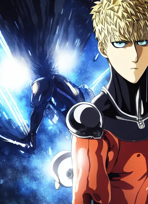 Image similar to A full portrait photo of real-life genos from one punch man, f/22, 35mm, 2700K, lighting, perfect faces, award winning photography.