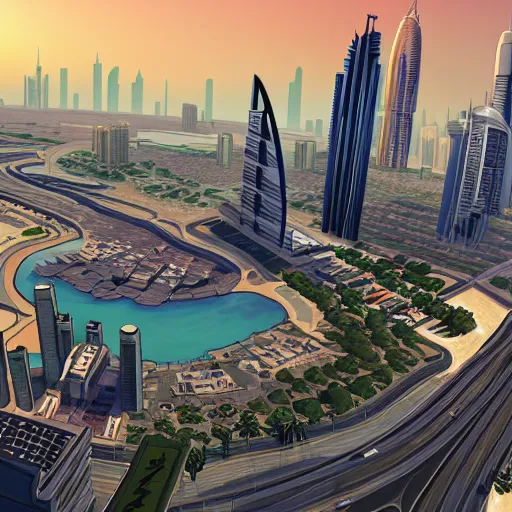 Image similar to gta : dubai, by aramaki shinji