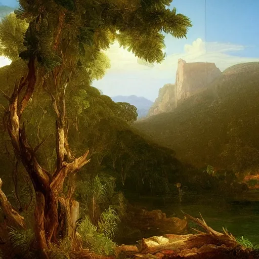 Image similar to a highly detailed painting of the australian bush by thomas cole
