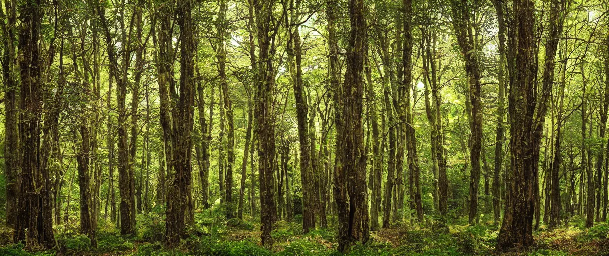 Image similar to a forest that shows the four seasons